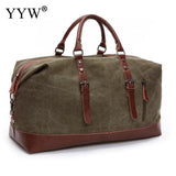 Yyw Canvas Leather Large Capacity Men Travel Bags Carry On Luggage Bags Men  Bags Travellling