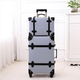 2018 New Rolling Travel Luggage Spinner Retro Pu Genuine Leather Luggage Set High Quality 3