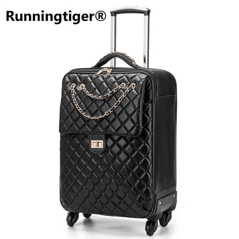 High Quality Luxury Noble Luggage 20/24 Inch Pu Rolling Luggage Spinner Brand Suitcase Pu