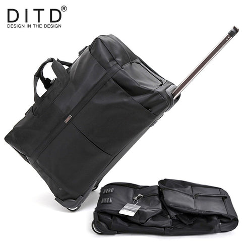 Ditd 24"28"32" Large Waterproof Duffle Bag Trolley Bag Fold Nylon Rolling Trolley Luggage Bag