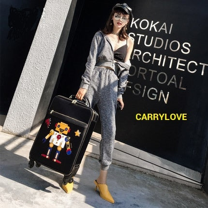 Carrylove High Quality Korean Fashion Luggage 20Size  Oxford Rolling Luggage Spinner Brand Travel