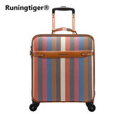 Luxury Retro Men'S And Women'S Travel Luggage Suitcase, Waterproof Pvc Leather Belt Pulley,