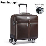 Luxury Retro Men'S And Women'S Travel Luggage Suitcase, Waterproof Pvc Leather Belt Pulley,