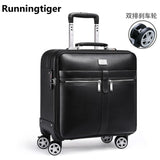 Luxury Retro Men'S And Women'S Travel Luggage Suitcase, Waterproof Pvc Leather Belt Pulley,