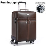 Luxury Retro Men'S And Women'S Travel Luggage Suitcase, Waterproof Pvc Leather Belt Pulley,
