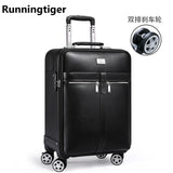 Luxury Retro Men'S And Women'S Travel Luggage Suitcase, Waterproof Pvc Leather Belt Pulley,