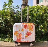 Unisex 2Pcs Carry On Travel Suitcase Women Laptop Luggage Stripe Pattern Small Luggage 18 Inch