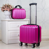 Unisex 2Pcs Carry On Travel Suitcase Women Laptop Luggage Stripe Pattern Small Luggage 18 Inch
