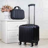 Unisex 2Pcs Carry On Travel Suitcase Women Laptop Luggage Stripe Pattern Small Luggage 18 Inch