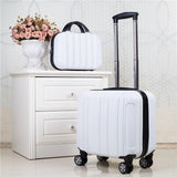 Unisex 2Pcs Carry On Travel Suitcase Women Laptop Luggage Stripe Pattern Small Luggage 18 Inch