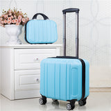 Unisex 2Pcs Carry On Travel Suitcase Women Laptop Luggage Stripe Pattern Small Luggage 18 Inch