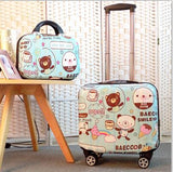 Unisex 2Pcs Carry On Travel Suitcase Women Laptop Luggage Stripe Pattern Small Luggage 18 Inch