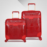 Crocodile Pattern Rolling Luggage,High Quality Pu Leather Travel Suitcase Bag,New Rolling