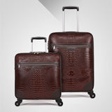 Crocodile Pattern Rolling Luggage,High Quality Pu Leather Travel Suitcase Bag,New Rolling