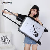 Carrylove High Quality Luggage 20/24 Size Cartoon Rock Pc Rolling Luggage Spinner Brand Travel