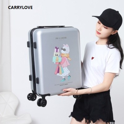 Carrylove High Quality Luggage 20/24 Size Cartoon Cute Cat Pc Rolling Luggage Spinner Brand