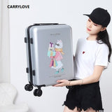 Carrylove High Quality Luggage 20/24 Size Cartoon Cute Cat Pc Rolling Luggage Spinner Brand