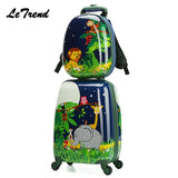 Letrend New Backpack Cartoon Cute Animal Kids Rolling Luggage Set Spinner Children Suitcases