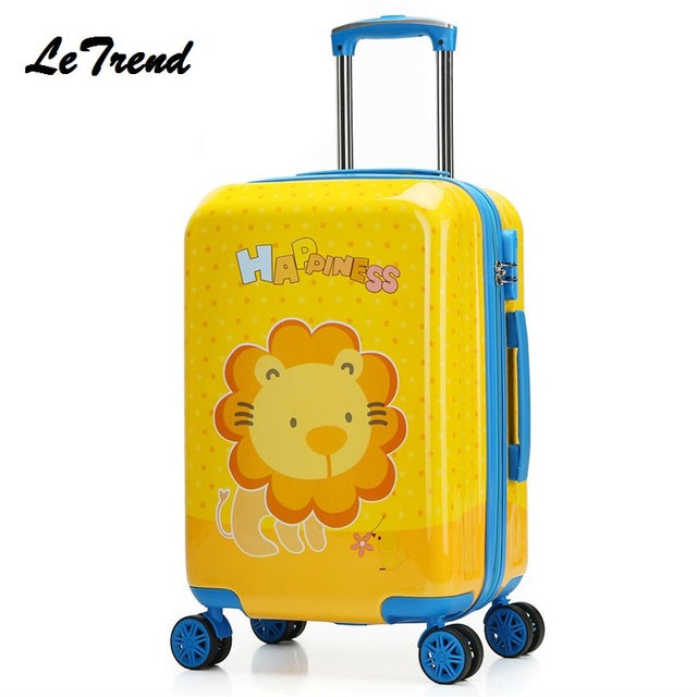 New Fashion 20Inch Cute Cartoon Suitcases Wheel Kids Dinosaur Rolling Luggage Spinner Trolley