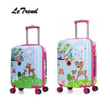 Letrend New 19'20' Cute Cartoon Suitcases Wheel Kids Dinosaur Rolling Luggage Spinner Trolley