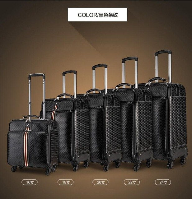 Women 'S Travel Luggage Suitcase Bag Set,Waterproof Pu Leather Box With Wheel ,16"20"22"24" Inch