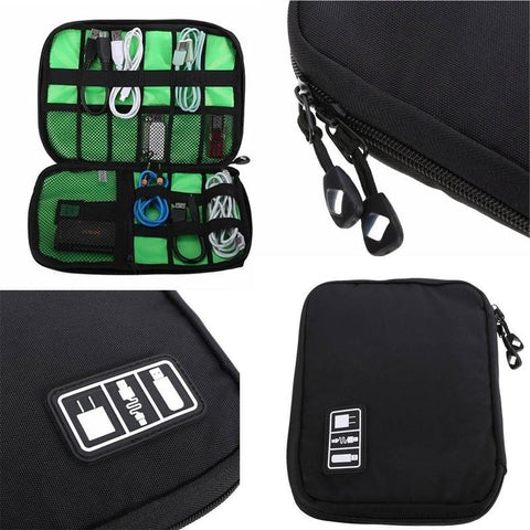 Outdoor Travel Kit Nylon Cable Holder Bag Electronic Accessories Usb Drive Storage Case Camping