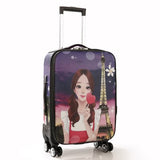 Trolley Wheeled Suitcase Business Large Travel Bag 20"24"Luggage Bag Women'S Love Girl Canvas