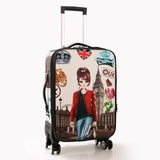 Trolley Wheeled Suitcase Business Large Travel Bag 20"24"Luggage Bag Women'S Love Girl Canvas