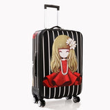Trolley Wheeled Suitcase Business Large Travel Bag 20"24"Luggage Bag Women'S Love Girl Canvas