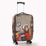 Trolley Wheeled Suitcase Business Large Travel Bag 20"24"Luggage Bag Women'S Love Girl Canvas