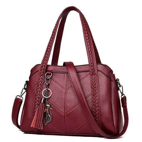 Women Handbag Genuine Leather Tote Bags Tassel Luxury Women Shoulder Bags Ladies Leather Handbags
