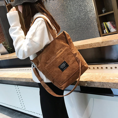 Corduroy Zipper Luxury Handbags Women Bags Designer Women Shoulder Bag Female Handbag  Lady