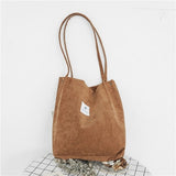 Hylhexyr Woman Corduroy Shoulder Bag Reusable Shopping Bags Casual Tote Female Handbag For A