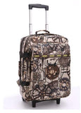 20" Leopard Travel Bag On Wheels Rolling Backpack Trolley Travel Cabin Luggage Suitcase Bag On