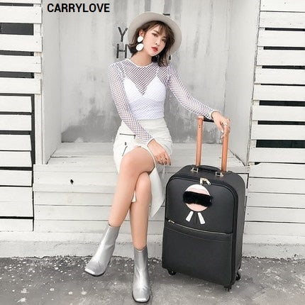 Carrylove Fashion Cartoon Luggage Series 16/20/24 Inch High Quality Pu Rolling Luggage Spinner