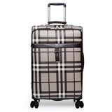 Carrylove 2018 Business Luggage 20/24 Size Fashion Grid Pu Rolling Luggage Spinner Brand Travel