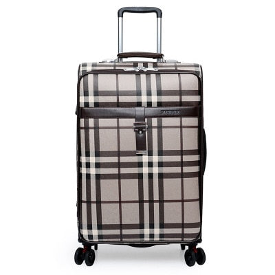 Carrylove 2018 Business Luggage 20/24 Size Fashion Grid Pu Rolling Luggage Spinner Brand Travel