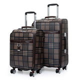 Carrylove 2018 Business Luggage 20/24 Size Fashion Grid Pu Rolling Luggage Spinner Brand Travel