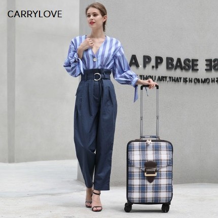 Carrylove Noble Travel, Classic Lattice16/18/20/22 Inch Pu Rolling Luggage Spinner Brand Travel