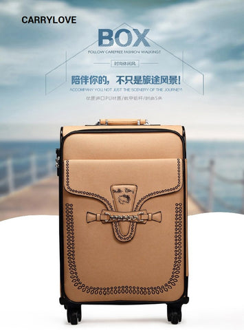 Carrylove Fashion Super Light And Durable 20/24 Inch Size Pu Rolling Luggage Spinner Brand Travel