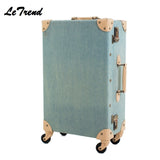 Fashion Vintage Suitcase Wheels Pp+Pu Leather Rolling Luggage Spinner Women Retro Trolley 24 Inch