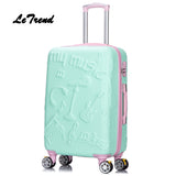 Letrend 3D Colorful Rolling Luggage Spinner Women Rose Gold Suitcases Wheels Cabin Trolley Travel