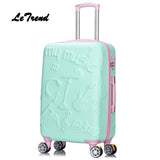 Letrend 3D Colorful Rolling Luggage Spinner Women Rose Gold Suitcases Wheels Cabin Trolley Travel