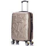 Letrend 3D Colorful Rolling Luggage Spinner Women Rose Gold Suitcases Wheels Cabin Trolley Travel