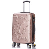Letrend 3D Colorful Rolling Luggage Spinner Women Rose Gold Suitcases Wheels Cabin Trolley Travel