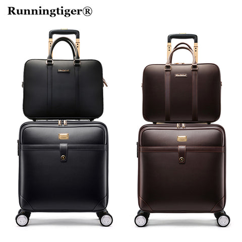 Luxury Men Women 'S Travel Luggage Set Suitcase ,Waterproof Pvc Leather Box With Wheel