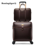 Luxury Men Women 'S Travel Luggage Set Suitcase ,Waterproof Pvc Leather Box With Wheel