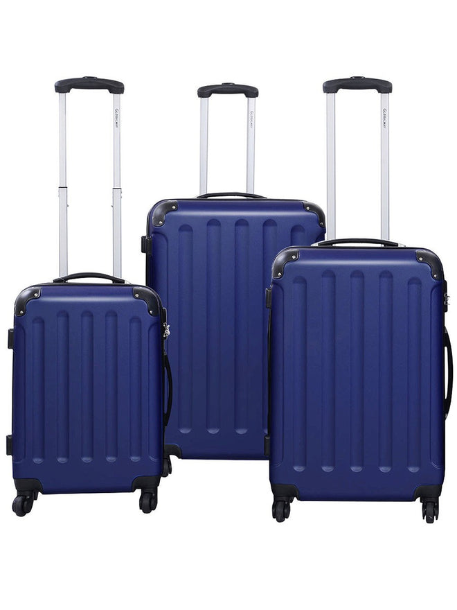 Globalway 3 Pcs Luggage Travel Set Bag Abs Trolley Suitcase Dark Blue