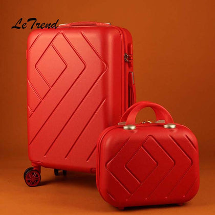 Letrend Women Suitcases Wheel Trolley Rolling Luggage Set Spinner Vintage Travel Bag Student