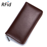 Leather Rfid Blocking Credit Card Holder Men Anti Theft Travel Passport Long Wallet Women